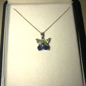 Elegant Peridot and Sapphire Butterfly pendent